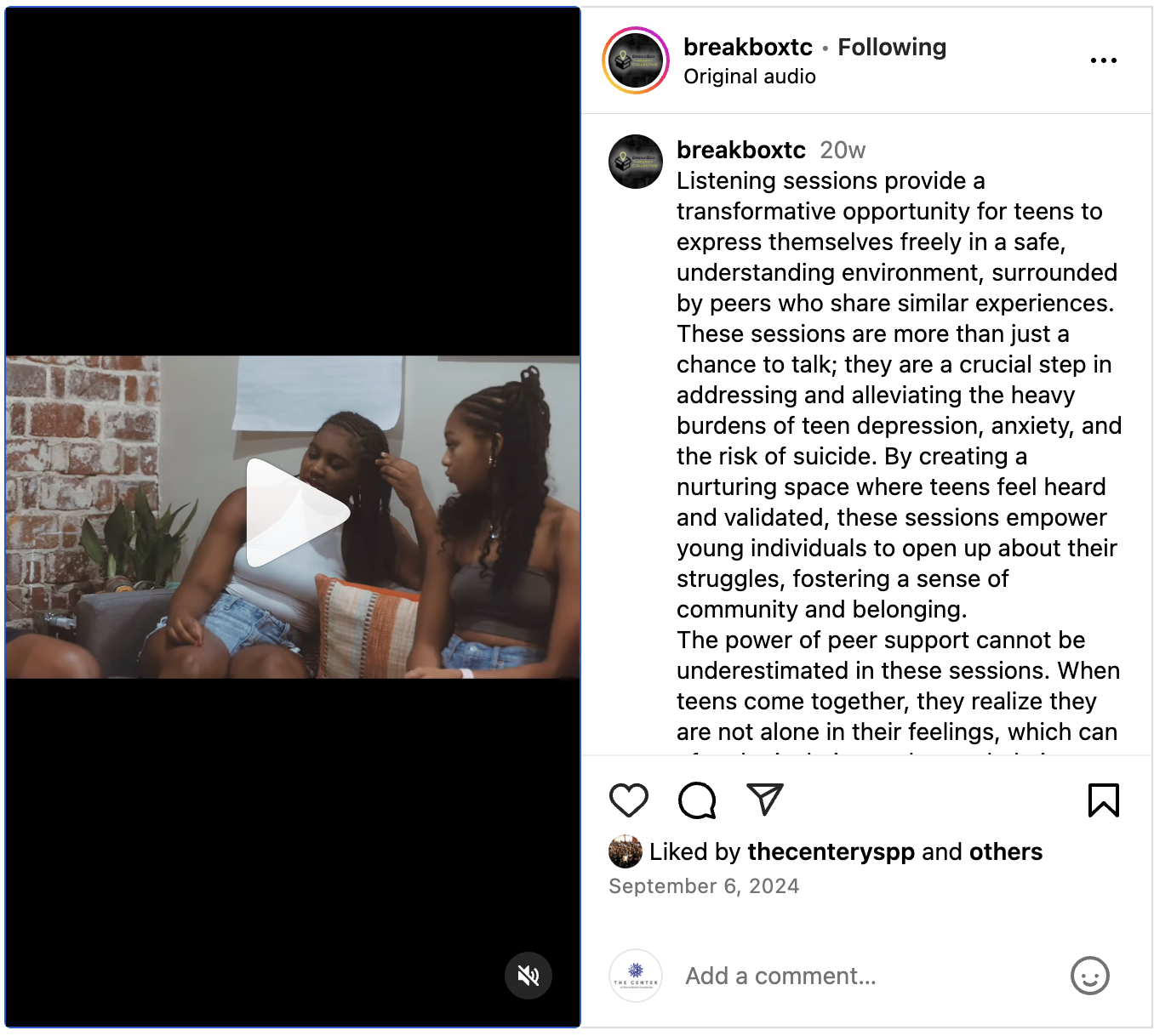 Program partner Breakbox Thought Collective's IG Video